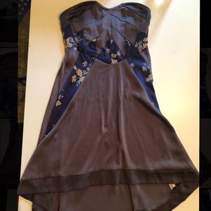 Free People grey silk high low skater dress 4